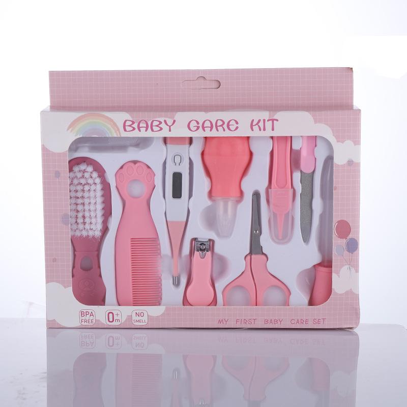 Manufacturers Supply Foreign Trade English Baby Brush Comb Nasal Aspirator Set Cutting Nail Beauty Tools Care 10 PCs Set
