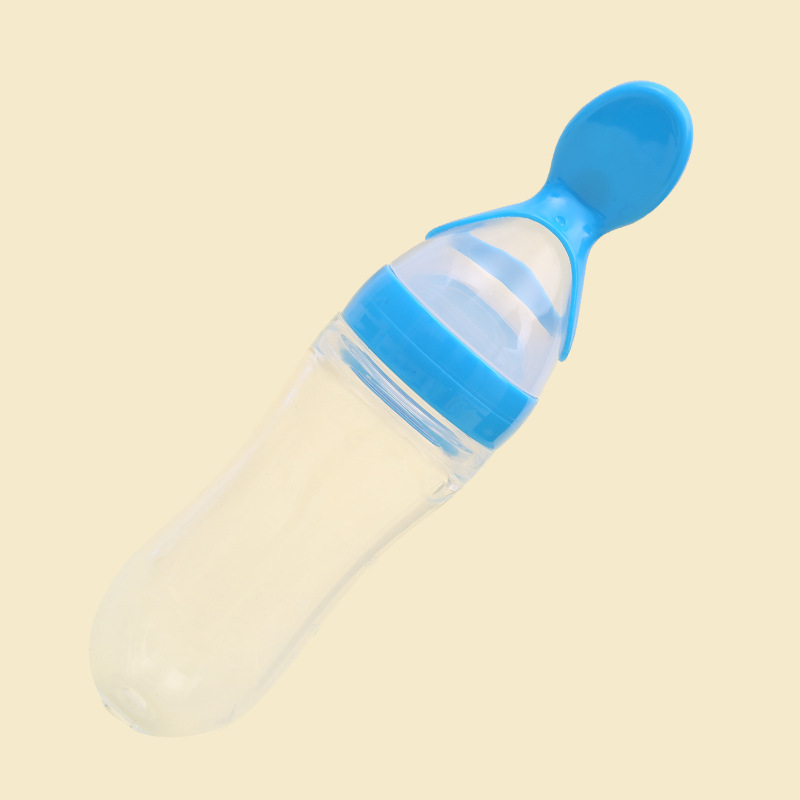 90ml Silicone Squeeze Spoon Feeding Rice Cereal Bottle Baby Food Supplement Feeding Silicone Rice Paste Spoon Soup Spoon