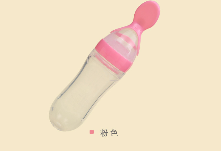 90ml Silicone Squeeze Spoon Feeding Rice Cereal Bottle Baby Food Supplement Feeding Silicone Rice Paste Spoon Soup Spoon