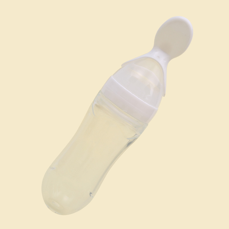 90ml Silicone Squeeze Spoon Feeding Rice Cereal Bottle Baby Food Supplement Feeding Silicone Rice Paste Spoon Soup Spoon