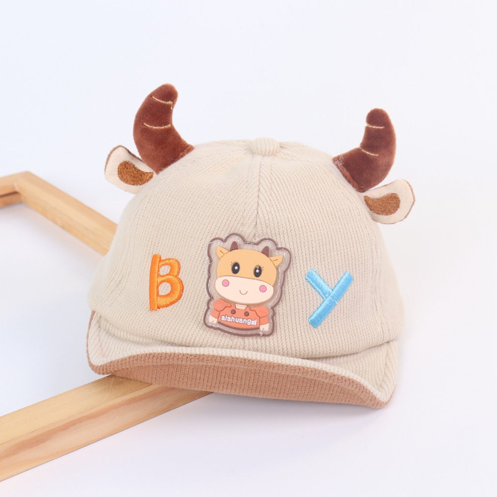 Baby Hat Cartoon Horn Boy Peaked Cap Children Autumn New Warm Soft Brim Hat Boy Baseball Cap