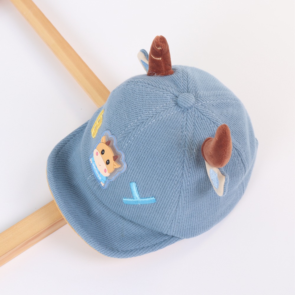 Baby Hat Cartoon Horn Boy Peaked Cap Children Autumn New Warm Soft Brim Hat Boy Baseball Cap