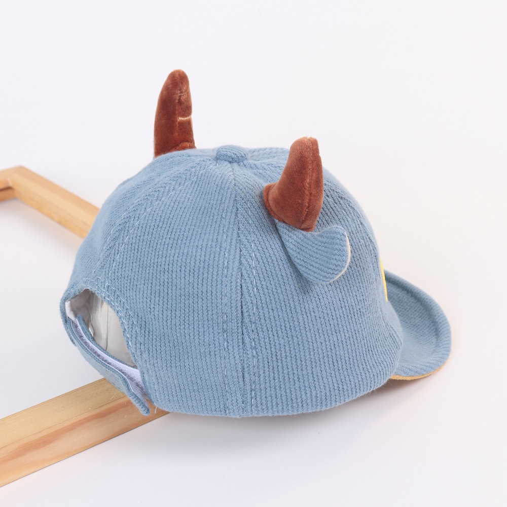 Baby Hat Cartoon Horn Boy Peaked Cap Children Autumn New Warm Soft Brim Hat Boy Baseball Cap