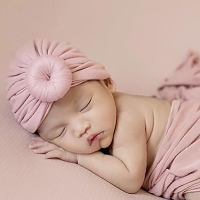 Children&#039;s Hat Pure Cotton Spring/Summer 2021 New Baby and Infant Hat Girls&#039; Hat Knotted Sleeve Cap Baby Hat