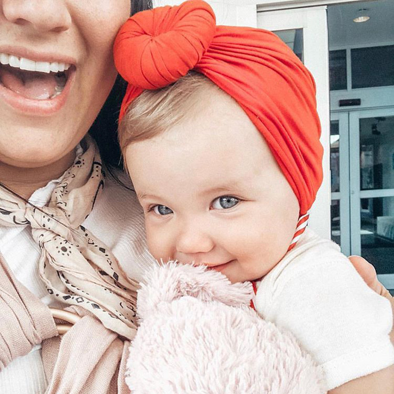Children&#039;s Hat Pure Cotton Spring/Summer 2021 New Baby and Infant Hat Girls&#039; Hat Knotted Sleeve Cap Baby Hat