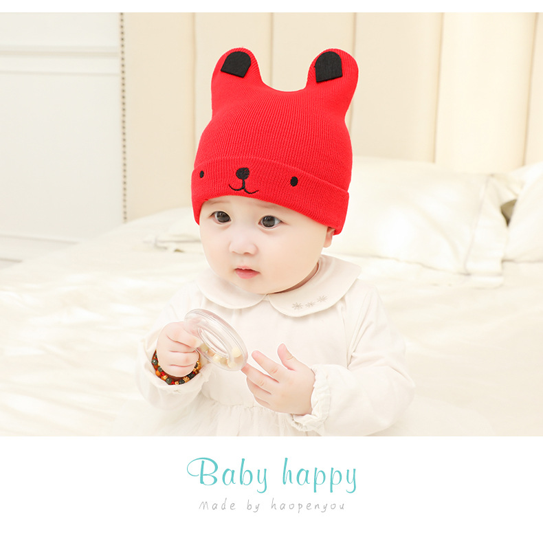 Cute Infants Baby Hat Wool Knitted Bear Ears Sleeve Cap Boys and Girls Horn Hat Autumn and Winter Cute Infants Baby Hat Wool Knitted Bear Ears Sleeve Cap Boys and Girls Horn Hat Autumn and Winter