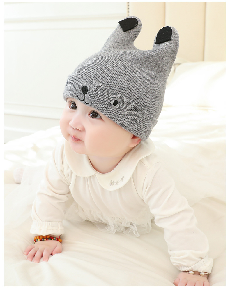 Cute Infants Baby Hat Wool Knitted Bear Ears Sleeve Cap Boys and Girls Horn Hat Autumn and Winter Cute Infants Baby Hat Wool Knitted Bear Ears Sleeve Cap Boys and Girls Horn Hat Autumn and Winter