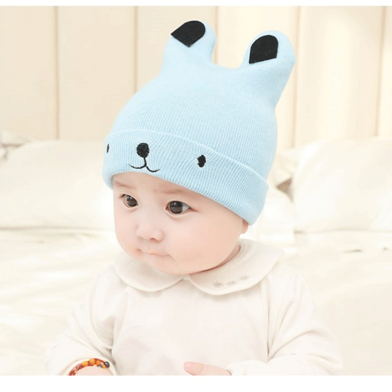 Cute Infants Baby Hat Wool Knitted Bear Ears Sleeve Cap Boys and Girls Horn Hat Autumn and Winter Cute Infants Baby Hat Wool Knitted Bear Ears Sleeve Cap Boys and Girls Horn Hat Autumn and Winter