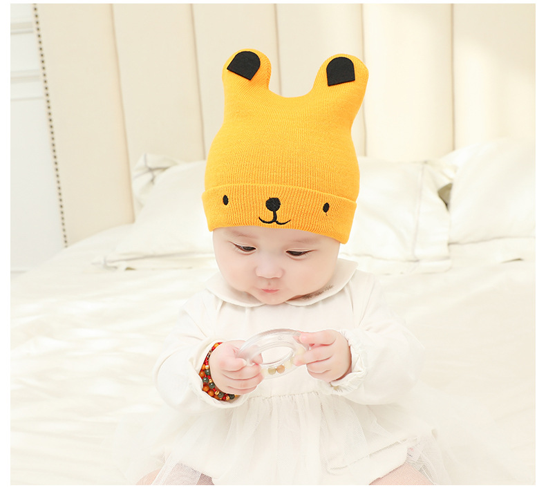 Cute Infants Baby Hat Wool Knitted Bear Ears Sleeve Cap Boys and Girls Horn Hat Autumn and Winter Cute Infants Baby Hat Wool Knitted Bear Ears Sleeve Cap Boys and Girls Horn Hat Autumn and Winter