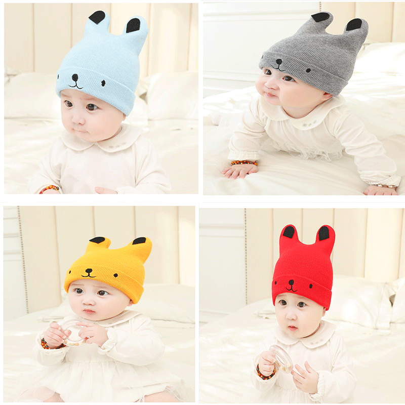 Cute Infants Baby Hat Wool Knitted Bear Ears Sleeve Cap Boys and Girls Horn Hat Autumn and Winter Cute Infants Baby Hat Wool Knitted Bear Ears Sleeve Cap Boys and Girls Horn Hat Autumn and Winter