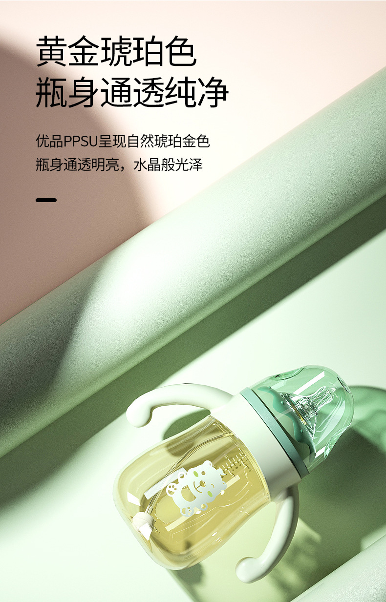 Baby PPSU Milk Bottle Wide Caliber Baby AntiFlatulence DropResistant Newborn Baby Drinking Straw Milk Bottle Silicone