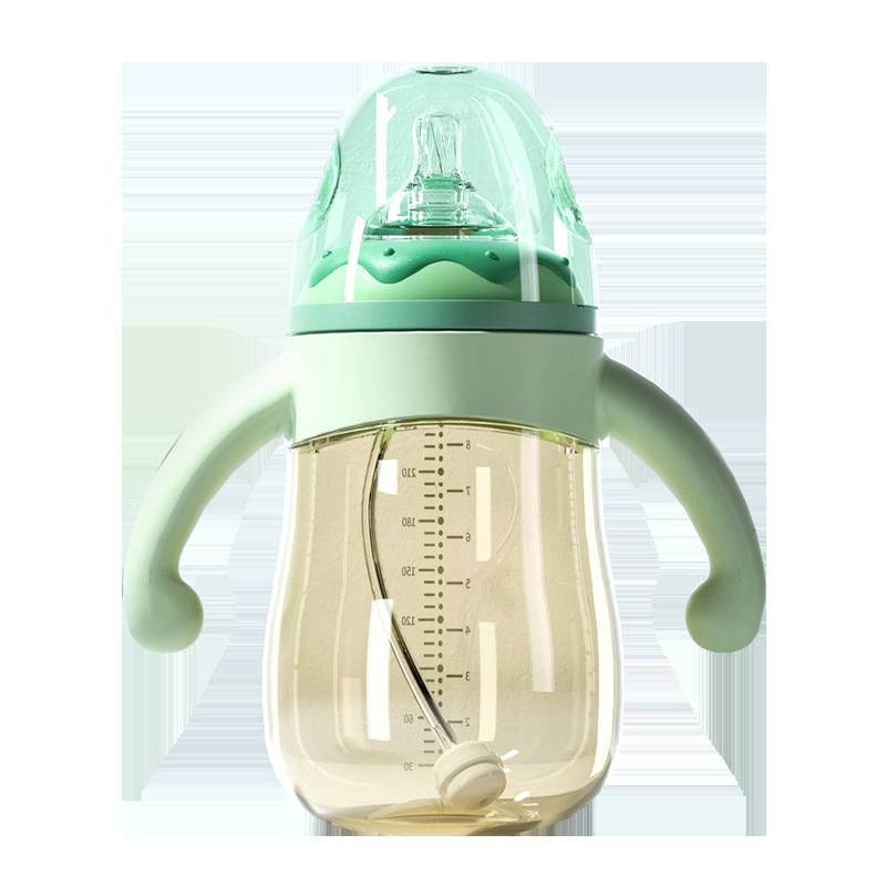 Baby PPSU Milk Bottle Wide Caliber Baby AntiFlatulence DropResistant Newborn Baby Drinking Straw Milk Bottle Silicone
