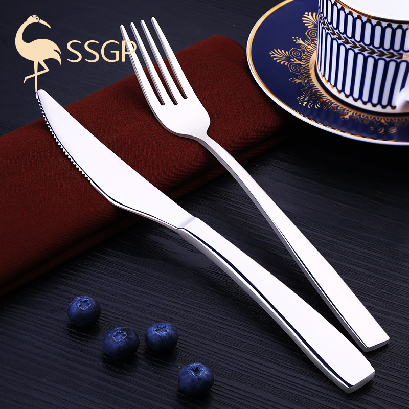 steel knives forks and Spoons Hotel western tableware set large steak knife coffee spoon fruit knives and forks