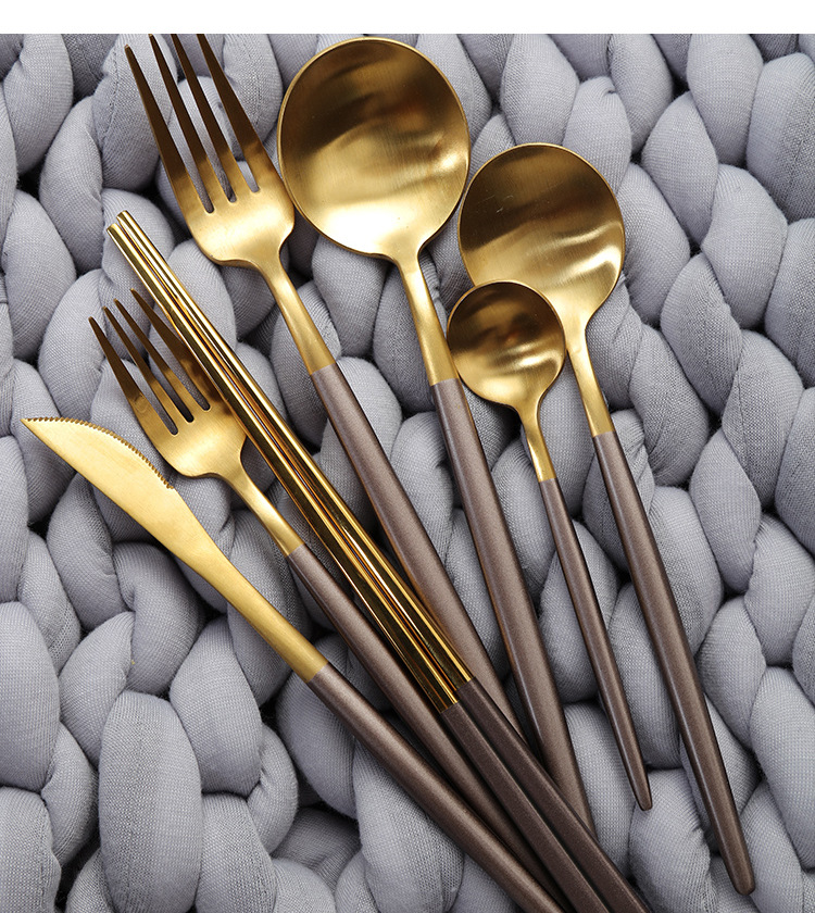 steel knives forks and spoons Westernstyle fourpiece coffee spoon chopsticks gift set European Portuguese tableware