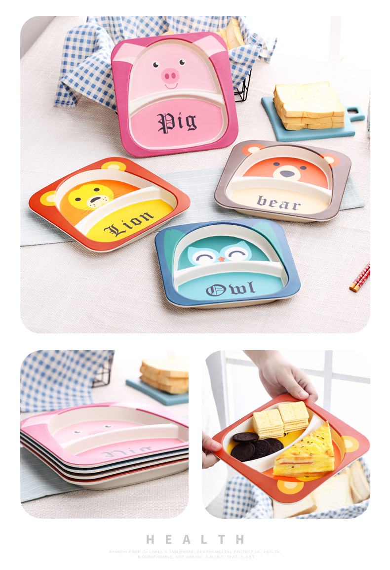 Bamboo fiber children's Shatterproof Cutlery Plate Compartments Baby Bowl Baby Feeding Bowl Forks and Spoons Set Bamboo fiber children's Shatterproof Cutlery Plate Compartments Baby Bowl Baby Feeding Bowl Forks and Spoons Set