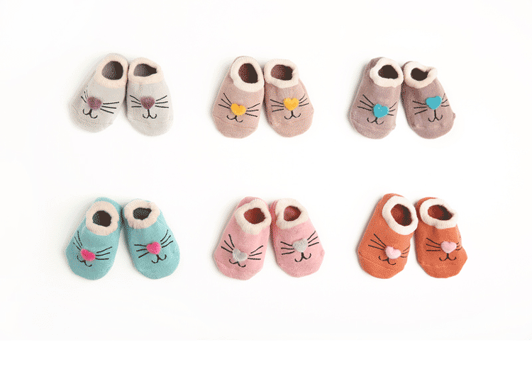 Autumn winter children socks floor socks cartoon animal full cotton wool loop thickened infant socks