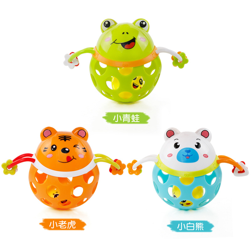 Baby&#039;s Hand-Held Rattle Ball Infant Teether Toys Rattle Fitness Soft Rubber Ball Colorful Bell Ball Baby Toy