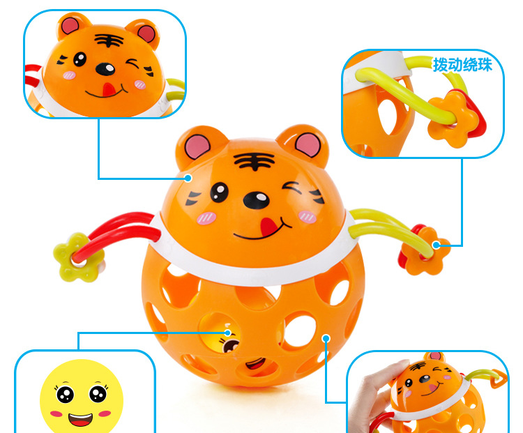 Baby's Hand-Held Rattle Ball Infant Teether Toys Rattle Fitness Soft Rubber Ball Colorful Bell Ball Baby Toy