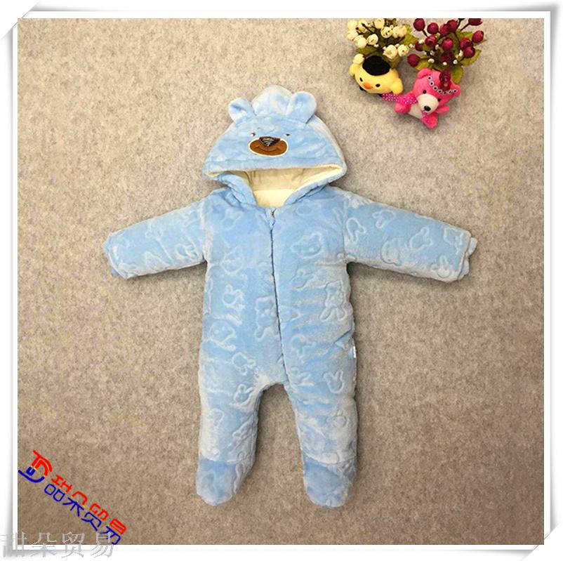 New born baby autumn and winter baby clothes women baby clothes warm feet out cotton pad thickening