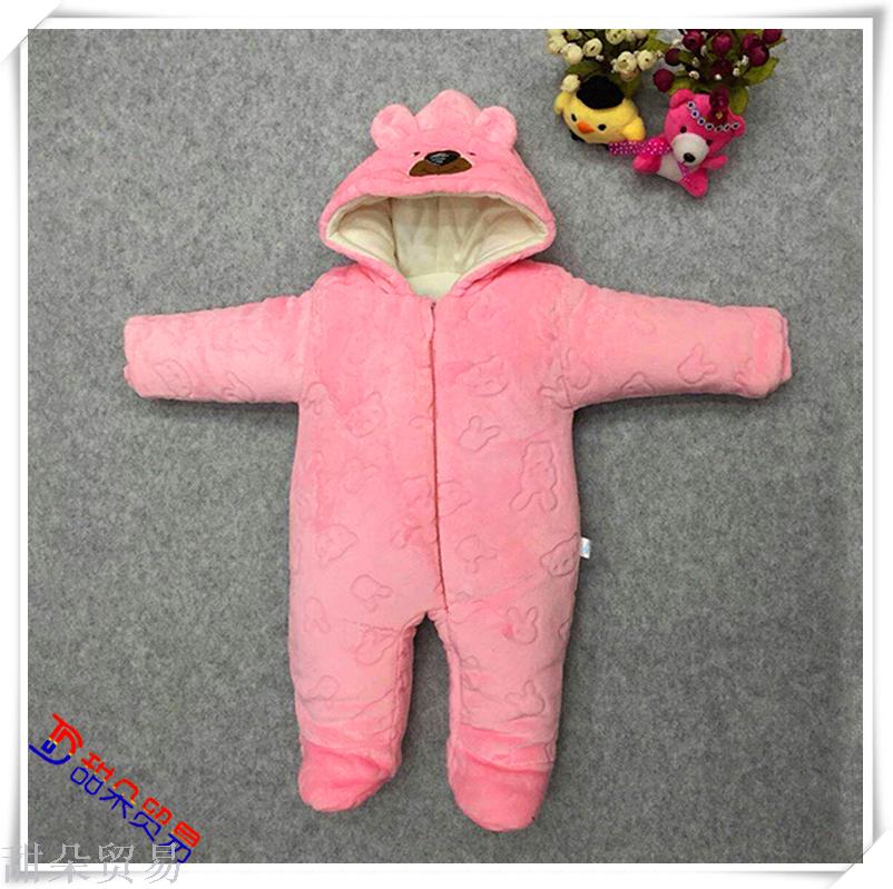 New born baby autumn and winter baby clothes women baby clothes warm feet out cotton pad thickening