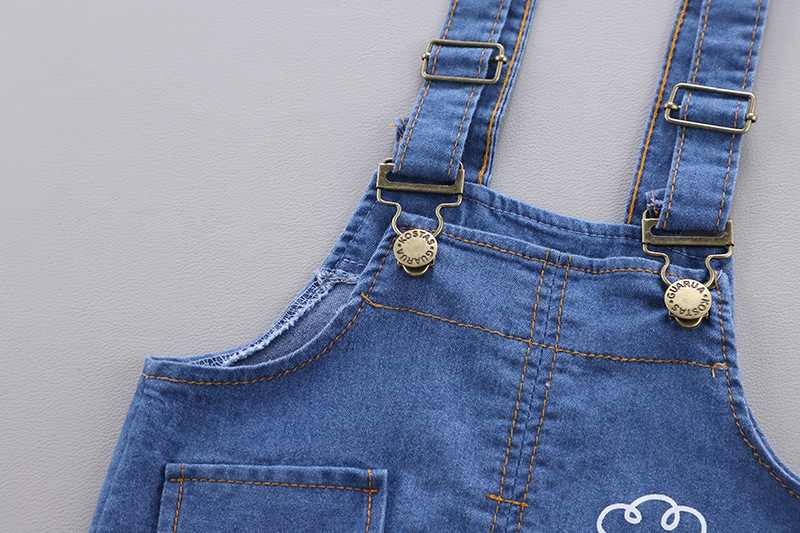 Baby Clothes Summer Baby Denim Brace Short Pants Boy Summer Thin Short-Sleeved Trendy Two-Piece Suit Tide