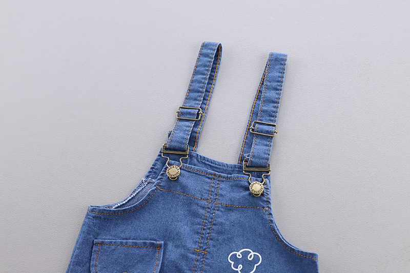 Baby Clothes Summer Baby Denim Brace Short Pants Boy Summer Thin Short-Sleeved Trendy Two-Piece Suit Tide