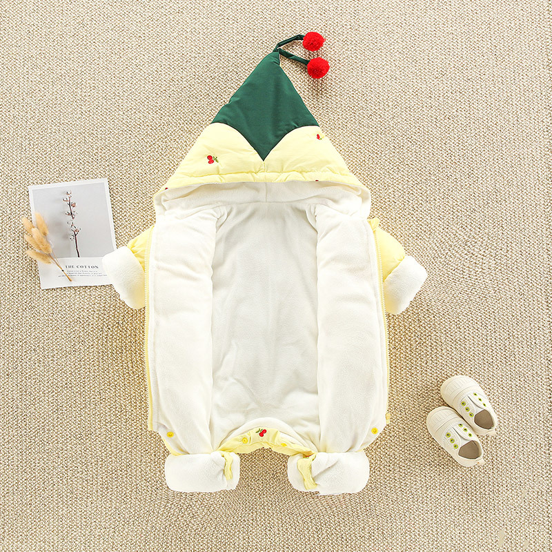 Baby Clothes Autumn and Winter Suit 0-1 Week Cute Cherry Outerwear Cotton Baby Girl Winter Clothing Jumpsuit Thickened