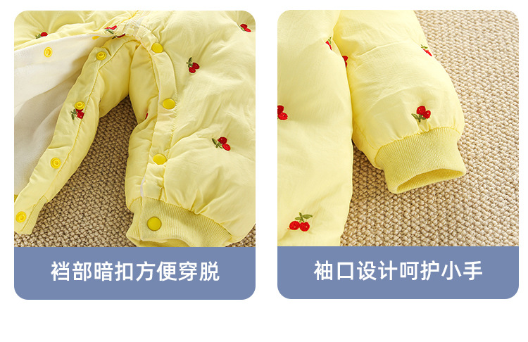 Baby Clothes Autumn and Winter Suit 0-1 Week Cute Cherry Outerwear Cotton Baby Girl Winter Clothing Jumpsuit Thickened Baby Clothes Autumn and Winter Suit 0-1 Week Cute Cherry Outerwear Cotton Baby Girl Winter Clothing Jumpsuit Thickened