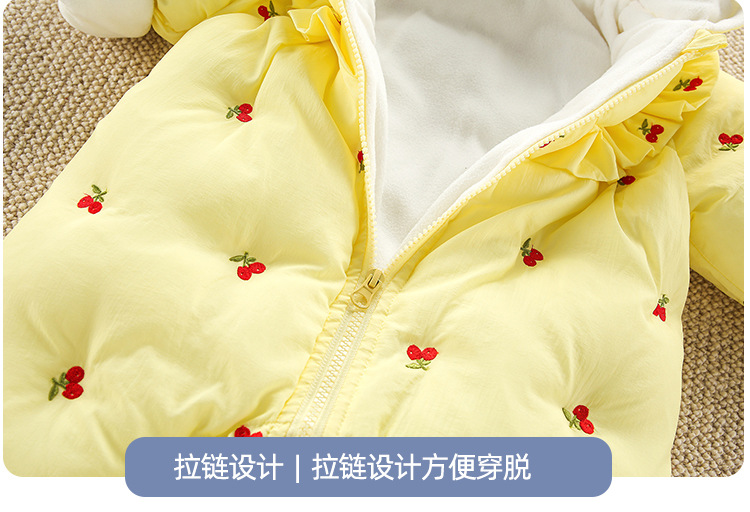 Baby Clothes Autumn and Winter Suit 0-1 Week Cute Cherry Outerwear Cotton Baby Girl Winter Clothing Jumpsuit Thickened Baby Clothes Autumn and Winter Suit 0-1 Week Cute Cherry Outerwear Cotton Baby Girl Winter Clothing Jumpsuit Thickened
