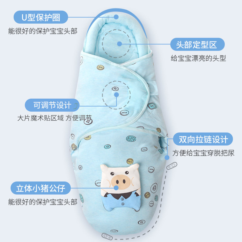 Baby Sleeping Bag Pure Cotton Spring and Summer Thin Newborn Swaddling Blanket Baby AntiStartle Swaddling Wrapping Quilt