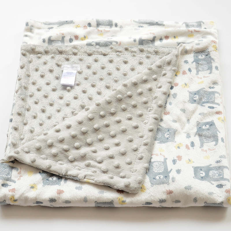 Baby Blanket Quilt Autumn and Winter Baby Blanket Printed Coral Fleece Air Conditioner Quilt Bean Blanket Whole Small