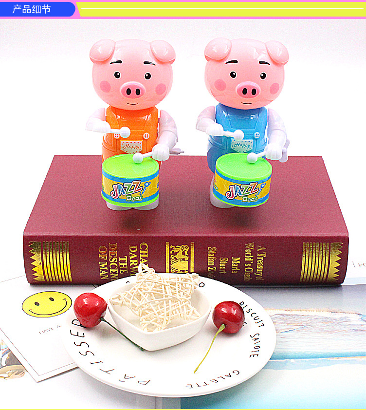 New Spring Drum Seaweed Pig Drum Winding Large Cartoon Pig Man Stall Night Market Children's Toys Wholesale New Spring Drum Seaweed Pig Drum Winding Large Cartoon Pig Man Stall Night Market Children's Toys Wholesale