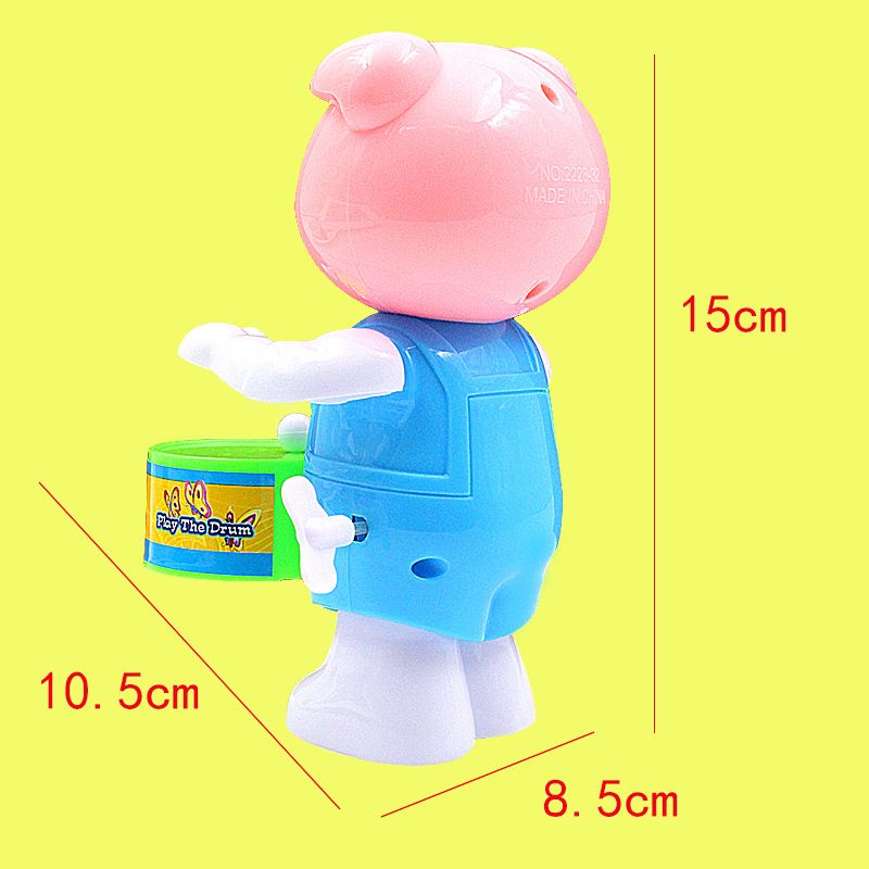 New Spring Drum Seaweed Pig Drum Winding Large Cartoon Pig Man Stall Night Market Children&#039;s Toys Wholesale