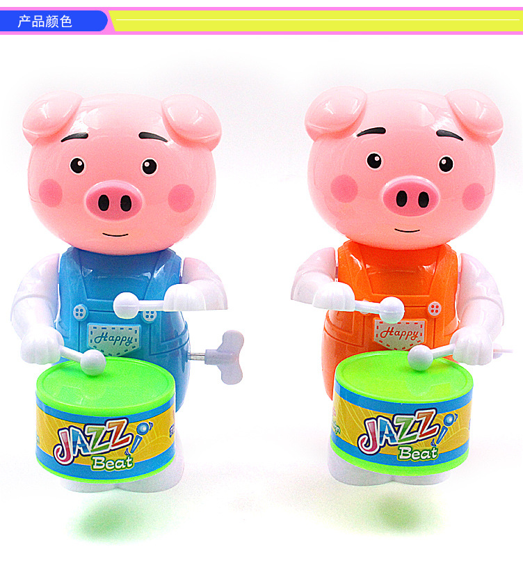 New Spring Drum Seaweed Pig Drum Winding Large Cartoon Pig Man Stall Night Market Children's Toys Wholesale New Spring Drum Seaweed Pig Drum Winding Large Cartoon Pig Man Stall Night Market Children's Toys Wholesale