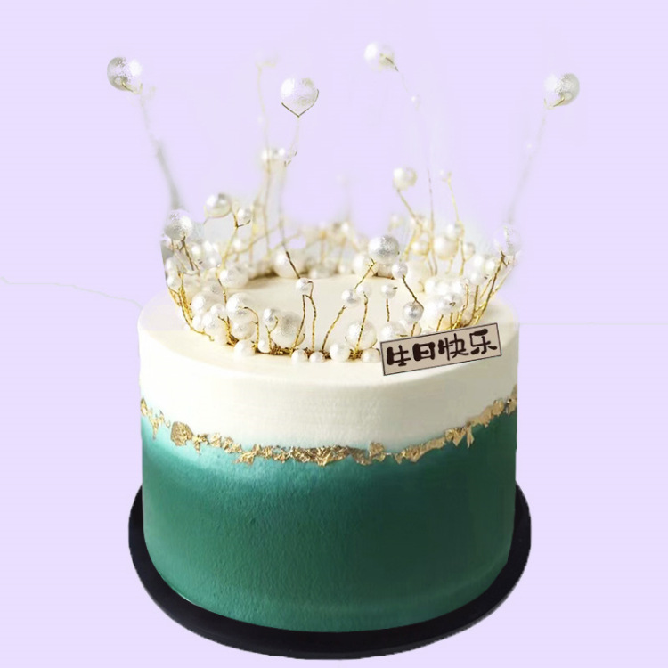 Pearl Crown Seaweed Alloy Ornaments Seaweed Birthday Cake Baking Decoration Baby Bridal Headdress round Style Pearl Crown Seaweed Alloy Ornaments Seaweed Birthday Cake Baking Decoration Baby Bridal Headdress round Style