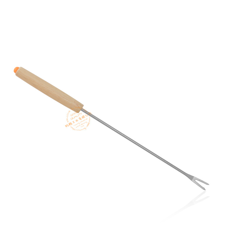 Wholesale 6 pieces set of Swiss fondue fork with oak handle, fondue fork with chocolate fondue