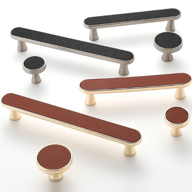 Minimalist Leather Wardrobe Door Handle Cabinet Anti-Collision Leather Cabinet Door Handle Genuine Leather Door Handle