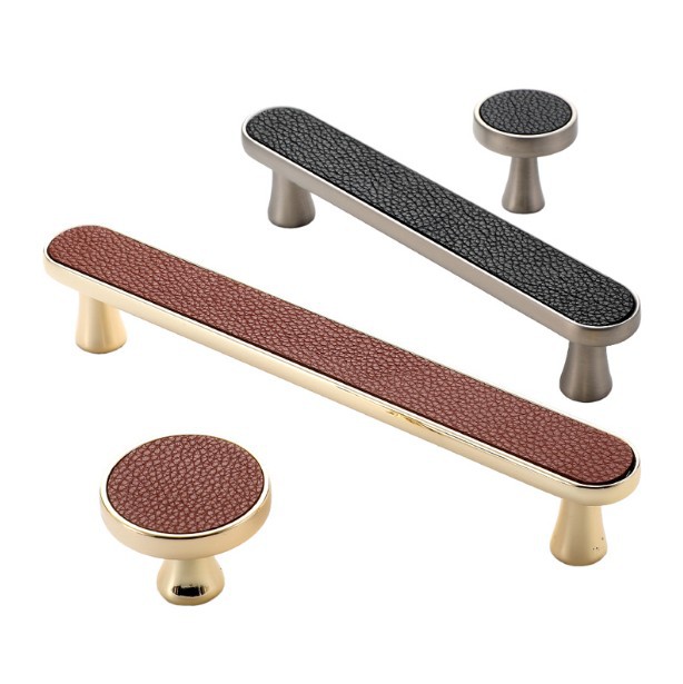 Minimalist Leather Wardrobe Door Handle Cabinet Anti-Collision Leather Cabinet Door Handle Genuine Leather Door Handle