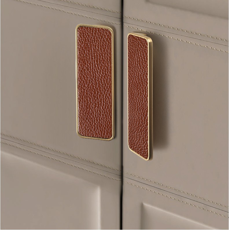 Minimalist Leather Wardrobe Door Handle Cabinet Anti-Collision Leather Cabinet Door Handle Genuine Leather Door Handle