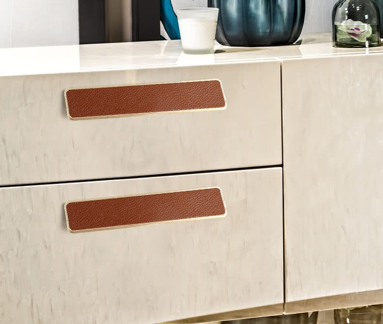 Minimalist Leather Wardrobe Door Handle Cabinet Anti-Collision Leather Cabinet Door Handle Genuine Leather Door Handle