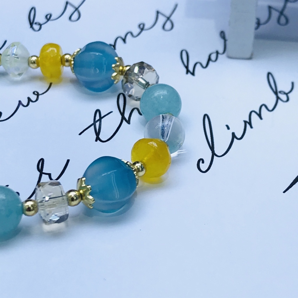 Brazil Imported Agate Simple and Natural Aquamarine Bracelet Plated 14K Real Gold Fresh Bracelet Brazil Imported Agate Simple and Natural Aquamarine Bracelet Plated 14K Real Gold Fresh Bracelet