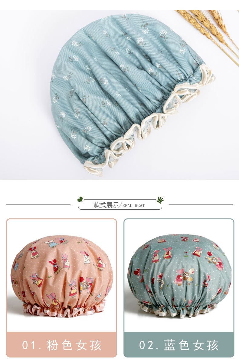 Manufacturers wholesale Korean version of rural women adult waterproof bath cap kitchen lampblack cap shampoo bath cap Manufacturers wholesale Korean version of rural women adult waterproof bath cap kitchen lampblack cap shampoo bath cap