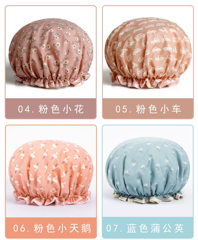 Manufacturers wholesale Korean version of rural women adult waterproof bath cap kitchen lampblack cap shampoo bath cap Manufacturers wholesale Korean version of rural women adult waterproof bath cap kitchen lampblack cap shampoo bath cap