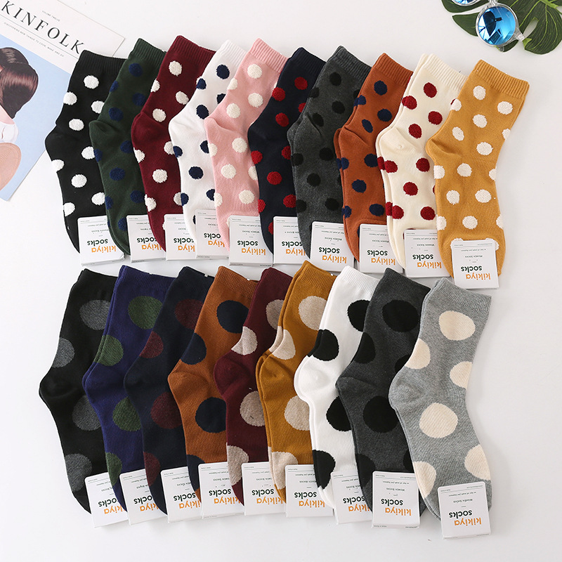 Korean Imported Socks Kikiya Polka Dots Retro Series Fashionable American Modern Circular Dots