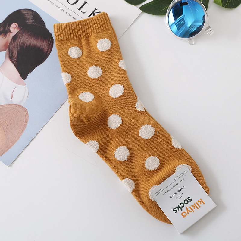 Korean Imported Socks Kikiya Polka Dots Retro Series Fashionable American Modern Circular Dots