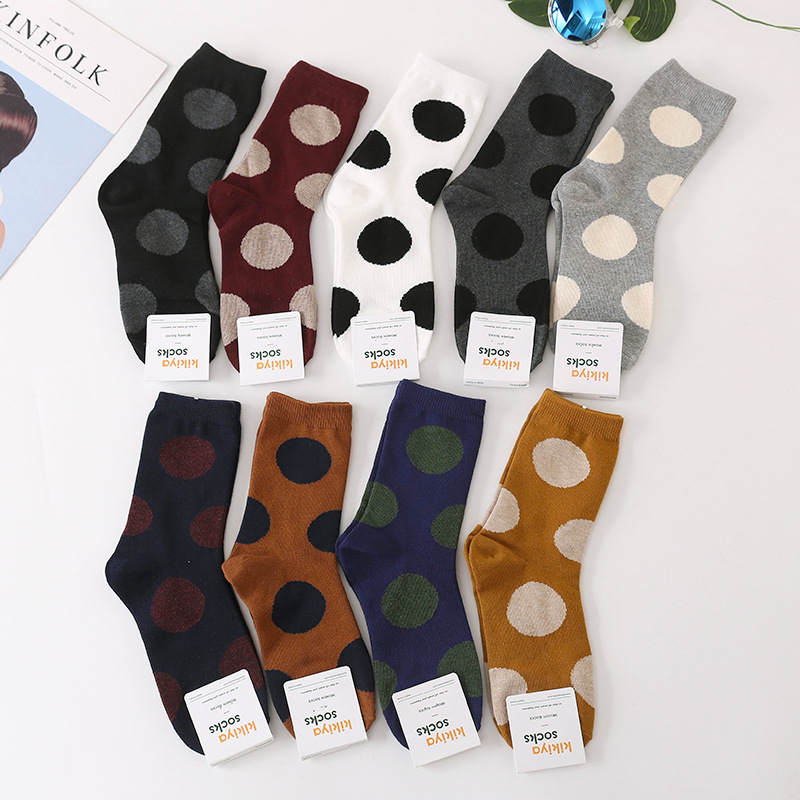 Korean Imported Socks Kikiya Polka Dots Retro Series Fashionable American Modern Circular Dots Korean Imported Socks Kikiya Polka Dots Retro Series Fashionable American Modern Circular Dots