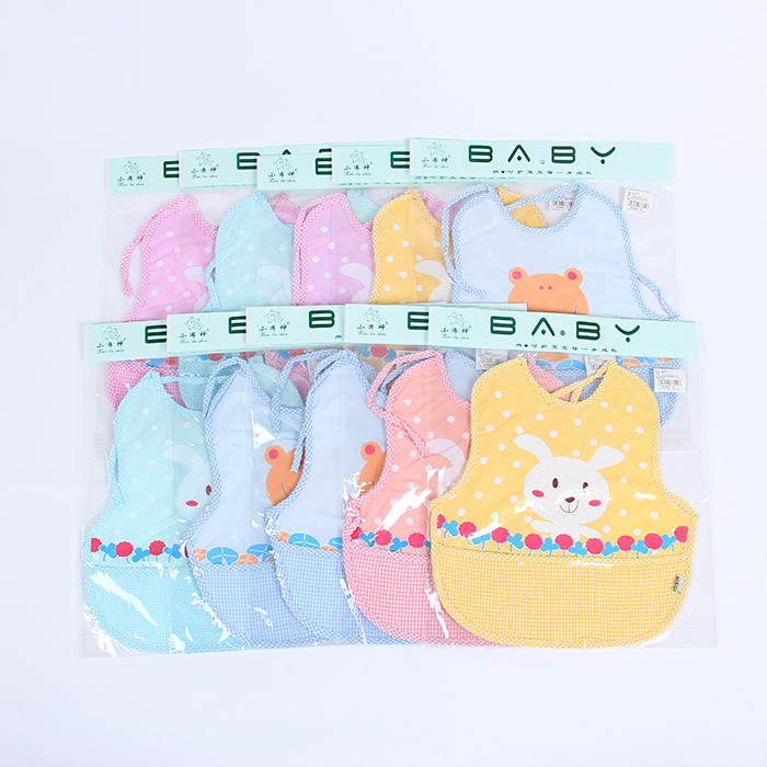 Wholesale supply baby saliva towel cotton, lovely lotus leaf frog bib pocket polychromatic pure cotton waterproof