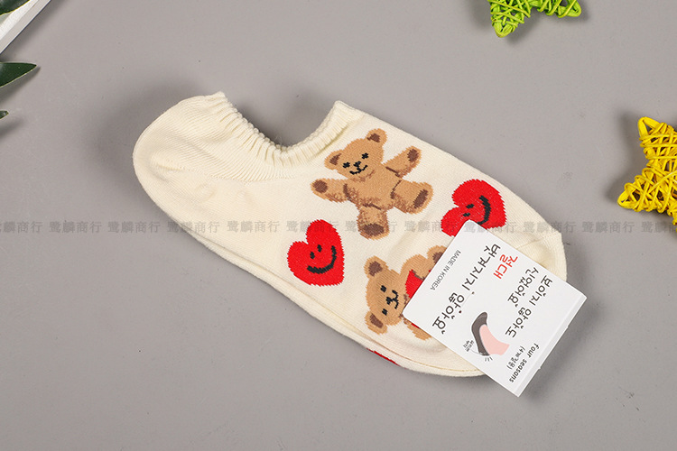 South Korea Imported Spring New Ladies' Short Cute Love Bear Low Top Socks Cartoon Casual Invisible Female Socks South Korea Imported Spring New Ladies' Short Cute Love Bear Low Top Socks Cartoon Casual Invisible Female Socks