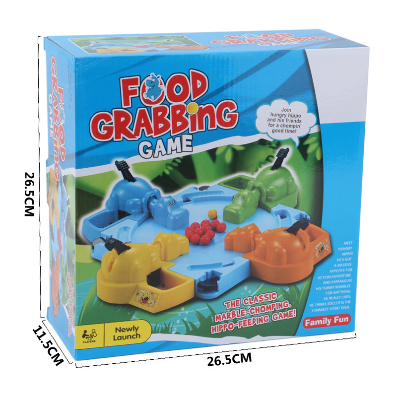 Hungry hippos feed frogs an updated version of the two-player competitive game Pinball for four interactive puzzle toys
