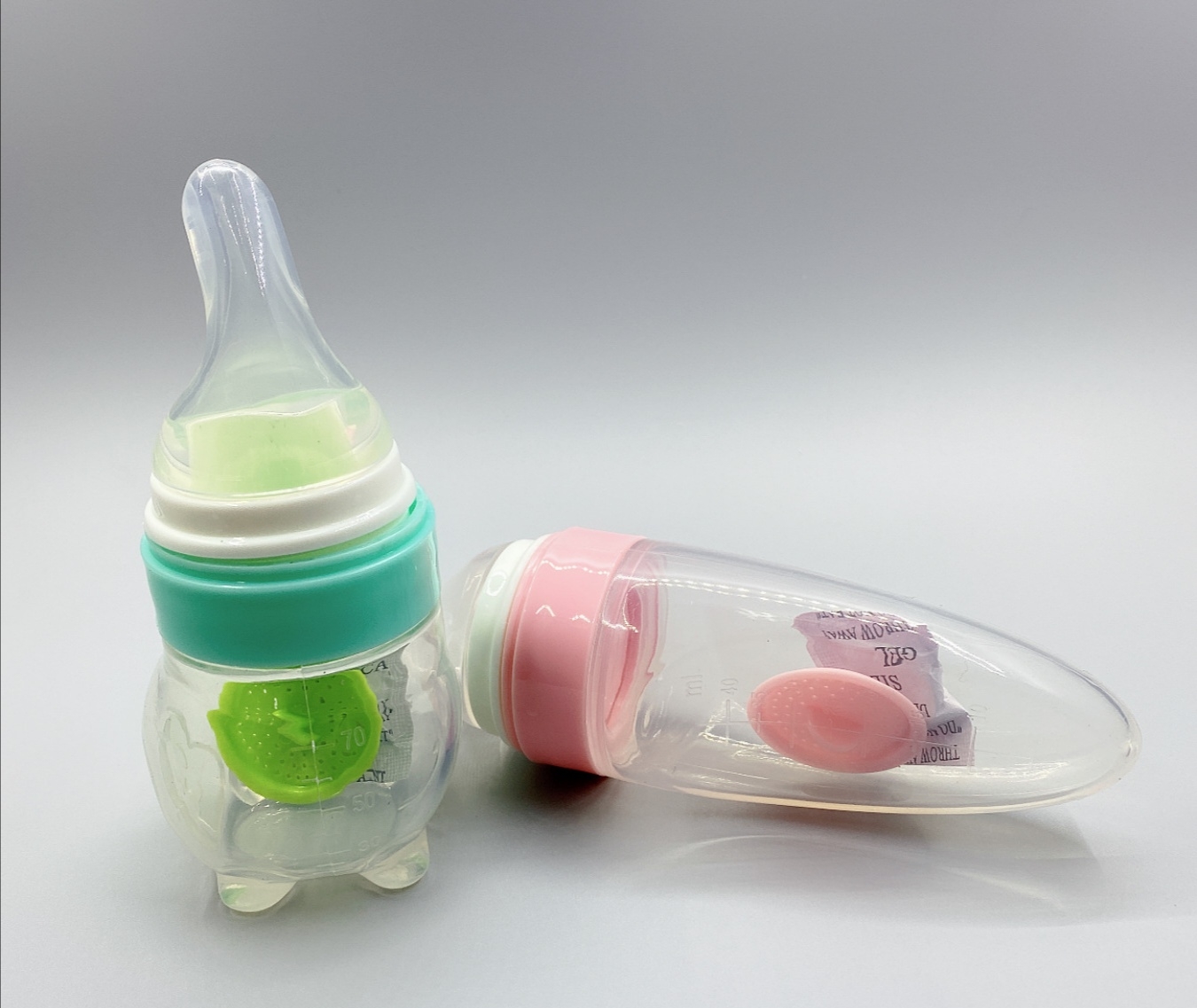 Baby Water Feeder Squeezable Silicone Nursing Bottle with Scale Feed Medication Utensil Choke Proof Safe Feeding Bottle